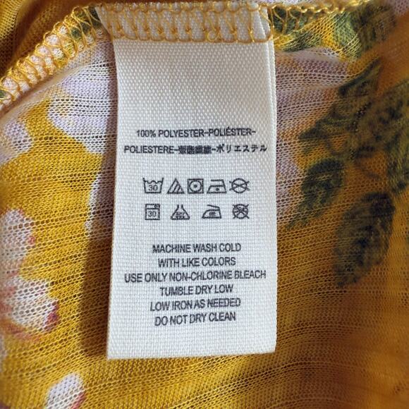 FREE PEOPLE Mirage Convertible Tunic Tank Top Dress Hi Low Yellow Floral Boho S - Picture 8 of 10